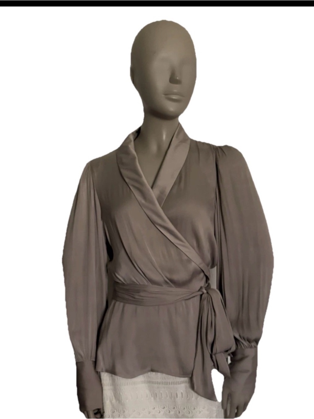 Banana Republic Taupe Wrap Top with Tie Waist